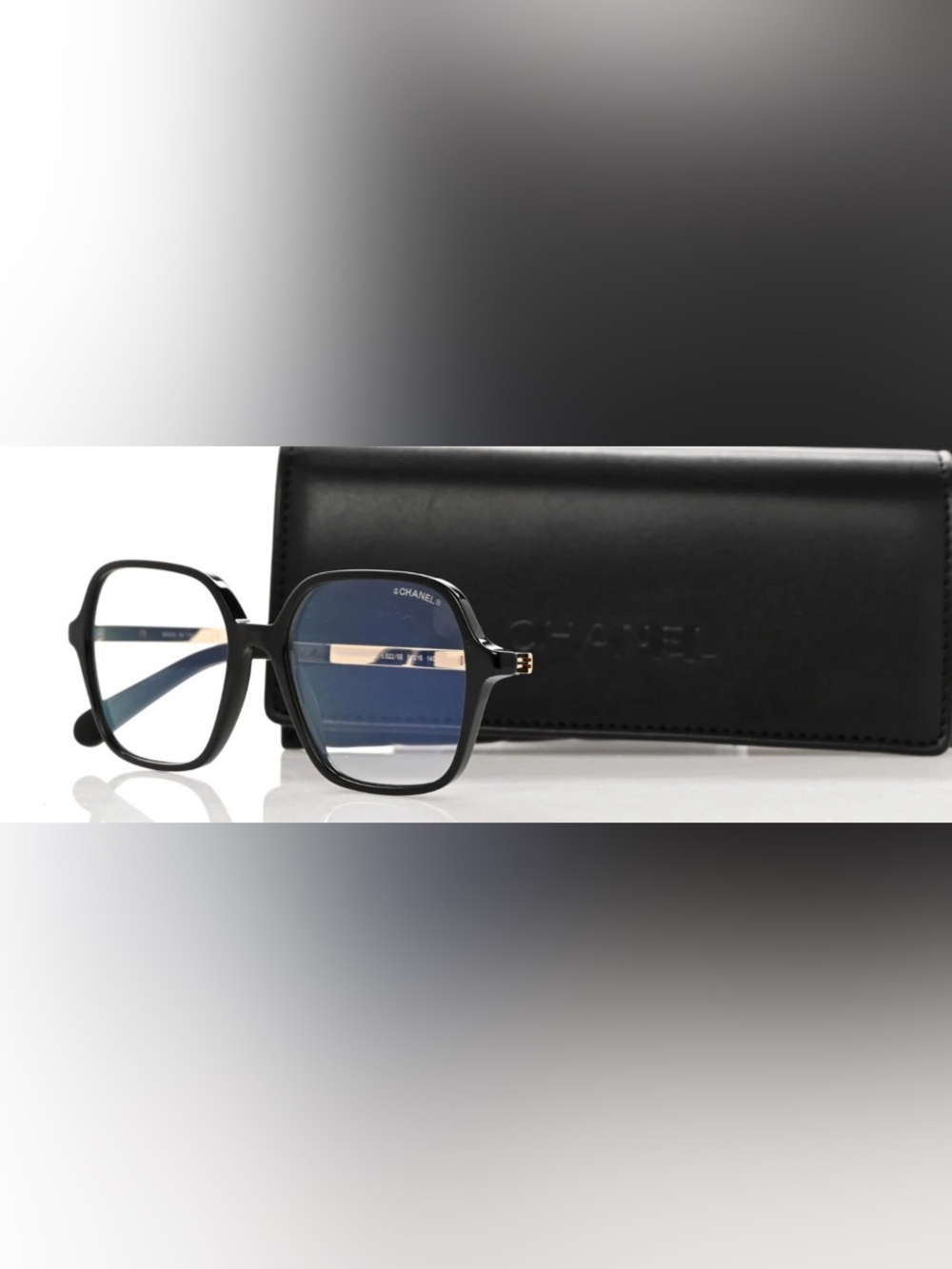 CHANEL Acetate Square Eyeglasses 3417-S Black